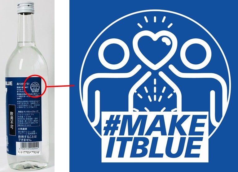 大和一酒造元 高濃度エタノール THANKS TO BLUE 77 ラベルロゴマーク『makeitblue実行委員会公式ロゴ』