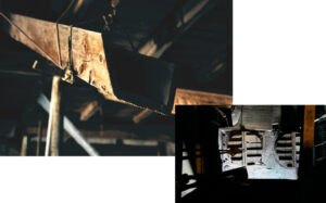 豊村酒造 木樋と釜場